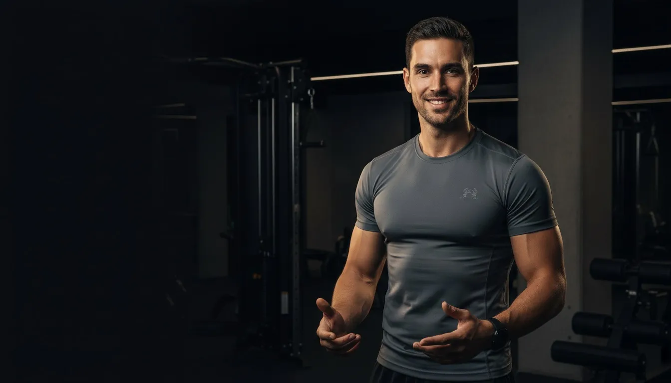Elias, personal trainer, in de trainingsruimte
