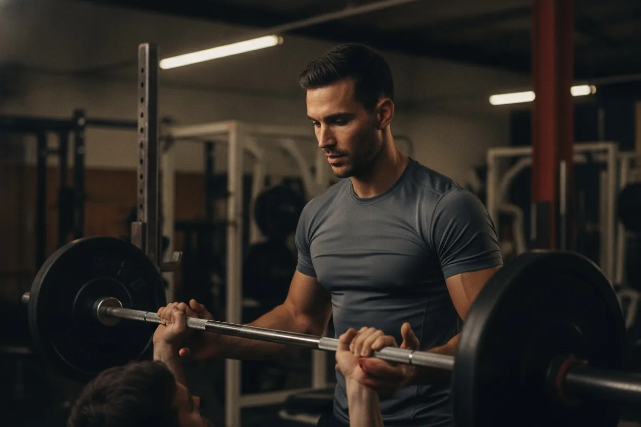 Elias begeleidt een oefening tijdens de training